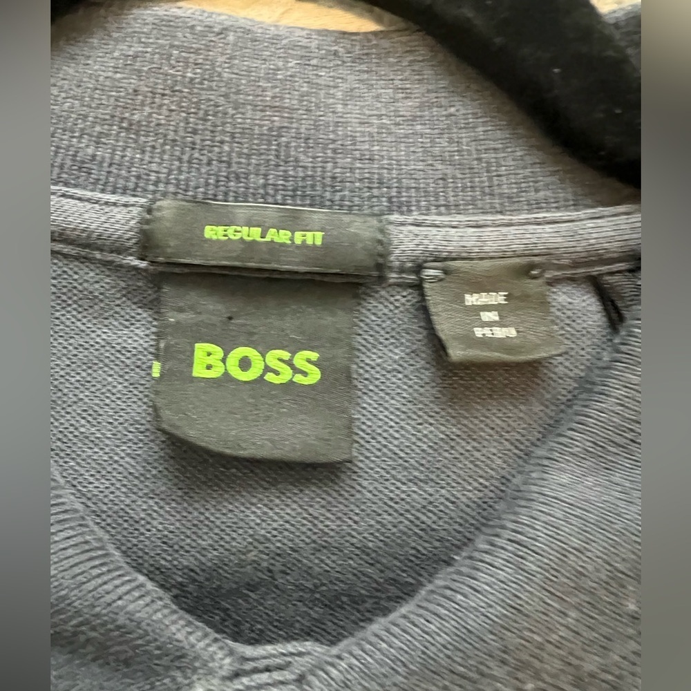 Hugo Boss Logo Polo Shirt Men's US Large Short Sleeve Navy Blue L (0677) - Picture 6 of 10